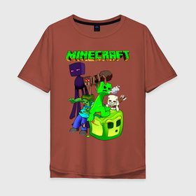 Мужская футболка хлопок Oversize с принтом Minecraft в Тюмени, 100% хлопок | свободный крой, круглый ворот, “спинка” длиннее передней части | minecraft | алекс | белый | блоки | ведьма | взрывчатка | визера | волк | гаст | добывать | дракон | зеленый куб | зомби | игра | крафт | крипер | кубики | лошадка | майн | майнкрафт | манкрафт | овечка | оцелот