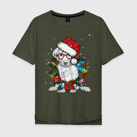 Мужская футболка хлопок Oversize с принтом ЛабриСанта в Тюмени, 100% хлопок | свободный крой, круглый ворот, “спинка” длиннее передней части | Тематика изображения на принте: new year | арт | графика | дед мороз | зима | новый год | рождество | санта