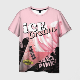 Мужская футболка 3D с принтом BLACKPINK ICE CREAM , 100% полиэфир | прямой крой, круглый вырез горловины, длина до линии бедер | black pink | blackpink | ice cream | k pop | блэкпинк | дженни | джису | к поп | лиса | розэ