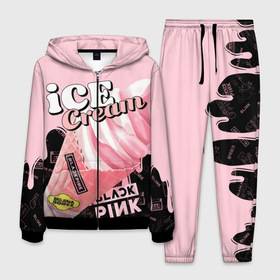 Мужской костюм 3D с принтом BLACKPINK ICE CREAM в Тюмени, 100% полиэстер | Манжеты и пояс оформлены тканевой резинкой, двухслойный капюшон со шнурком для регулировки, карманы спереди | black pink | blackpink | ice cream | k pop | блэкпинк | дженни | джису | к поп | лиса | розэ