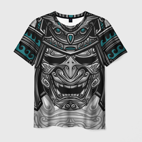 Мужская футболка 3D с принтом Cyber Samurai в Екатеринбурге, 100% полиэфир | прямой крой, круглый вырез горловины, длина до линии бедер | evil | head | mask | rage | robot | samurai | skull | warrior | арт | воин | гнев | голова | злой | киберпанк | маска | робот | самурай | сёгун | череп | японский