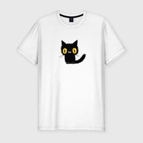 Мужская футболка хлопок Slim с принтом Котик в Новосибирске, 92% хлопок, 8% лайкра | приталенный силуэт, круглый вырез ворота, длина до линии бедра, короткий рукав | meme | динамики | идея | котик | манера | мемы | образ действия | панда | песик | символ | ушан