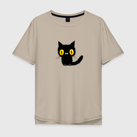 Мужская футболка хлопок Oversize с принтом Котик в Новосибирске, 100% хлопок | свободный крой, круглый ворот, “спинка” длиннее передней части | meme | динамики | идея | котик | манера | мемы | образ действия | панда | песик | символ | ушан