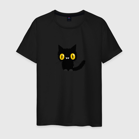 Мужская футболка хлопок с принтом Котик в Новосибирске, 100% хлопок | прямой крой, круглый вырез горловины, длина до линии бедер, слегка спущенное плечо. | meme | динамики | идея | котик | манера | мемы | образ действия | панда | песик | символ | ушан