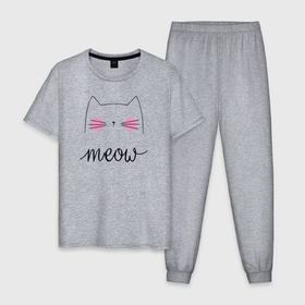 Мужская пижама хлопок с принтом Meow в Санкт-Петербурге, 100% хлопок | брюки и футболка прямого кроя, без карманов, на брюках мягкая резинка на поясе и по низу штанин
 | 1 годик | love | дети | детские | любовь | малыш | малыши | ребенок