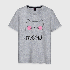 Мужская футболка хлопок с принтом Meow в Кировске, 100% хлопок | прямой крой, круглый вырез горловины, длина до линии бедер, слегка спущенное плечо. | 1 годик | love | дети | детские | любовь | малыш | малыши | ребенок