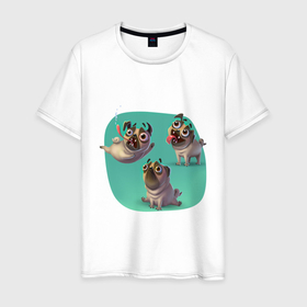 Мужская футболка хлопок с принтом TRDGARPG, crazy pugs, мопсы, собаки , 100% хлопок | прямой крой, круглый вырез горловины, длина до линии бедер, слегка спущенное плечо. | crazy pugs | мопсы | собаки
