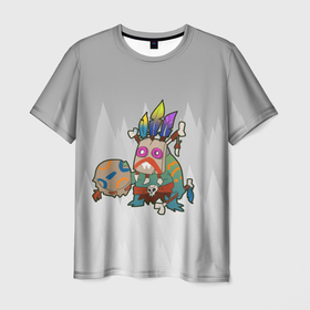 Мужская футболка 3D с принтом Worthy Heart hunter   лягушка шаман , 100% полиэфир | прямой крой, круглый вырез горловины, длина до линии бедер | worthy heart hunter | бубен | деревянная маска | лягушка | перья | шаман