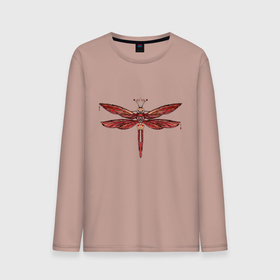 Мужской лонгслив хлопок с принтом Стрекоза в Петрозаводске, 100% хлопок |  | dragonfly | красный | крылья | стрекоза