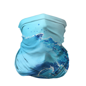 Бандана-труба 3D с принтом Волна с фоном в Тюмени, 100% полиэстер, ткань с особыми свойствами — Activecool | плотность 150‒180 г/м2; хорошо тянется, но сохраняет форму | акварель | брызги | вода | волны | море | океан