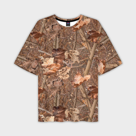 Мужская футболка oversize 3D с принтом Осенняя маскировка листьями в Курске,  |  | 