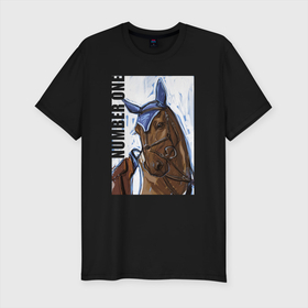 Мужская футболка хлопок Slim с принтом Number one в Екатеринбурге, 92% хлопок, 8% лайкра | приталенный силуэт, круглый вырез ворота, длина до линии бедра, короткий рукав | horse | horseshoe | акварель | головалошади | грива | жеребец | животные | конь | лошадь | лошадьскрыльями | подкова | природа | рисуноккрасками