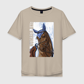 Мужская футболка хлопок Oversize с принтом Number one в Кировске, 100% хлопок | свободный крой, круглый ворот, “спинка” длиннее передней части | horse | horseshoe | акварель | головалошади | грива | жеребец | животные | конь | лошадь | лошадьскрыльями | подкова | природа | рисуноккрасками