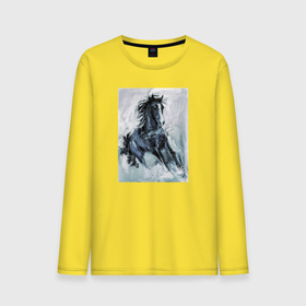 Мужской лонгслив хлопок с принтом Лошадь  арт в Белгороде, 100% хлопок |  | horse | horseshoe | акварель | головалошади | грива | жеребец | животные | конь | лошадь | лошадьскрыльями | подкова | природа | рисуноккрасками