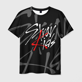 Мужская футболка 3D с принтом STRAY KIDS , 100% полиэфир | прямой крой, круглый вырез горловины, длина до линии бедер | bang chan | changbin | felix | han | hyunjin | i.n. | k pop | lee know | seungmin | skz | stray kids | идолы | к поп