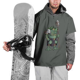 Накидка на куртку 3D с принтом Жабалюд войн , 100% полиэстер |  | frog | green | staff | warrior | воин | жаба | зеленый | ил | посох
