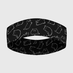 Повязка на голову 3D с принтом Cats в Петрозаводске,  |  | cats. black | doodle | белое | забавно | кот | котики | кошки | милое | минимализм | черное