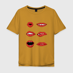 Мужская футболка хлопок Oversize с принтом Чмоки чмоки в Санкт-Петербурге, 100% хлопок | свободный крой, круглый ворот, “спинка” длиннее передней части | губы | зубы | поцелуй | рот | улыбка
