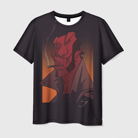 Мужская футболка 3D с принтом Hell Boy в Кировске, 100% полиэфир | прямой крой, круглый вырез горловины, длина до линии бедер | Тематика изображения на принте: 
