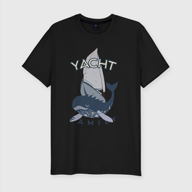 Мужская футболка хлопок Slim с принтом Yacht Family в Новосибирске, 92% хлопок, 8% лайкра | приталенный силуэт, круглый вырез ворота, длина до линии бедра, короткий рукав | Тематика изображения на принте: кит | лодка | море | морские жители | океан | яхта