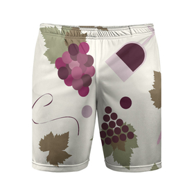 Мужские шорты спортивные с принтом Виноград и винишко ,  |  | Тематика изображения на принте: бокал | винишко | винный | вино | виноград | узор