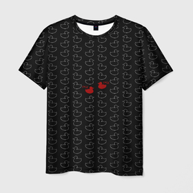 Мужская футболка 3D с принтом уточки в Новосибирске, 100% полиэфир | прямой крой, круглый вырез горловины, длина до линии бедер | Тематика изображения на принте: black | doodle | white | белое | забавно | минимализм | птицы | текст | утки | черное