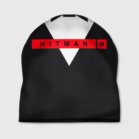 Шапка 3D с принтом Hitman III в Санкт-Петербурге, 100% полиэстер | универсальный размер, печать по всей поверхности изделия | hitman | hitman 3 | hitman iii | бабочка | костюм | красный | надпись | хитман | хитман 3