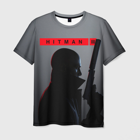 Мужская футболка 3D с принтом Hitman III в Тюмени, 100% полиэфир | прямой крой, круглый вырез горловины, длина до линии бедер | Тематика изображения на принте: hitman | hitman 3 | hitman iii | красный | надпись | хитман | хитман 3
