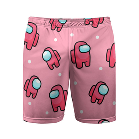 Мужские шорты спортивные с принтом Among Us - Розовый цвет ,  |  | Тематика изображения на принте: among us | girl | pink | амонг | девочка | детский | игра | мультяшный | паттерн | розовый | узор | эмонг ас