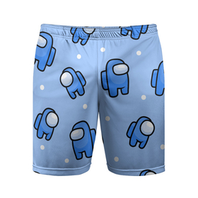 Мужские шорты спортивные с принтом Among Us - Синий цвет ,  |  | among us | boy | амонг | детский | игра | мальчикам | мультяшный | паттерн | синий | сыну | узор | эмонг ас