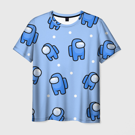 Мужская футболка 3D с принтом Among Us - Синий цвет в Новосибирске, 100% полиэфир | прямой крой, круглый вырез горловины, длина до линии бедер | Тематика изображения на принте: among us | boy | амонг | детский | игра | мальчикам | мультяшный | паттерн | синий | сыну | узор | эмонг ас