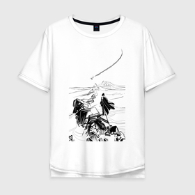Мужская футболка хлопок Oversize с принтом Падение в Кировске, 100% хлопок | свободный крой, круглый ворот, “спинка” длиннее передней части | падение | пустыня | самолет | скалы | человек
