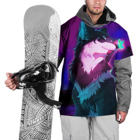 Накидка на куртку 3D с принтом Сказочный волк в Курске, 100% полиэстер |  | wolf | бабочка | волк | волки | волшебный волк | животные | звери | магический волк
