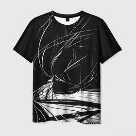 Мужская футболка 3D с принтом Северное сияние в Тюмени, 100% полиэфир | прямой крой, круглый вырез горловины, длина до линии бедер | аврора | олень | полярная звезда | северное сияние | снег