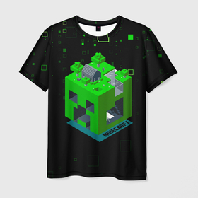 Мужская футболка 3D с принтом Minecraft в Курске, 100% полиэфир | прямой крой, круглый вырез горловины, длина до линии бедер | minecraft | алекс | белый | блоки | ведьма | взрывчатка | визера | волк | гаст | добывать | дракон | зеленый куб | зомби | игра | крафт | крипер | кубики | лошадка | майн | майнкрафт | манкрафт | овечка | оцелот