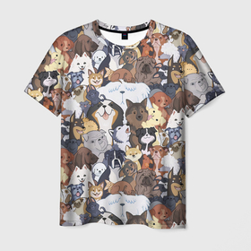 Мужская футболка 3D с принтом Dogs в Тюмени, 100% полиэфир | прямой крой, круглый вырез горловины, длина до линии бедер | cобака | доберман | животное | звери | кинолог | корги | милый | мордочка | овчарка | паттерн | пес | пудель | стикербомбинг | щенок | я люблю собак