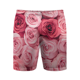 Мужские шорты спортивные с принтом Розовые Розы в Санкт-Петербурге,  |  | pink | rose | день святого валентина | красивый | любовь | прекрасный | роза | цветок | цветы