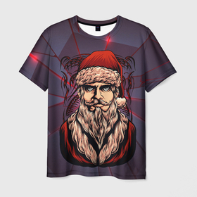 Мужская футболка 3D с принтом Santa Bad в Белгороде, 100% полиэфир | прямой крой, круглый вырез горловины, длина до линии бедер | new year | арт | графика | дед мороз | зима | новый год | рождество | санта