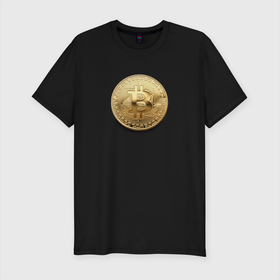 Мужская футболка хлопок Slim с принтом BITCOIN , 92% хлопок, 8% лайкра | приталенный силуэт, круглый вырез ворота, длина до линии бедра, короткий рукав | bitcoin | btc | биткоин | валюта | деньги | криптовалюта