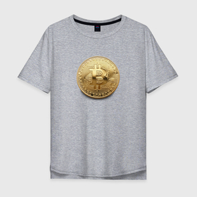 Мужская футболка хлопок Oversize с принтом BITCOIN в Екатеринбурге, 100% хлопок | свободный крой, круглый ворот, “спинка” длиннее передней части | bitcoin | btc | биткоин | валюта | деньги | криптовалюта