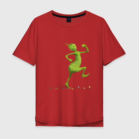 Мужская футболка хлопок Oversize с принтом Гринч в Тюмени, 100% хлопок | свободный крой, круглый ворот, “спинка” длиннее передней части | the grinch | гринч | новый год | рождество