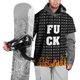 Накидка на куртку 3D с принтом FCK FCK FCK в Белгороде, 100% полиэстер |  | black and white | censorship | fire | lettering | obscene words | uncensored | надписи | неценузурный | огонь | темный | черный и белый