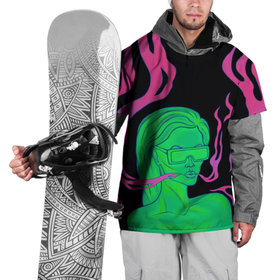 Накидка на куртку 3D с принтом Neon style , 100% полиэстер |  | Тематика изображения на принте: 2077 | girl | neon | purple | девушка | кислотный | неон | сyberpunk