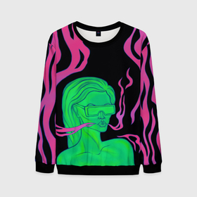 Мужской свитшот 3D с принтом Neon style в Екатеринбурге, 100% полиэстер с мягким внутренним слоем | круглый вырез горловины, мягкая резинка на манжетах и поясе, свободная посадка по фигуре | 2077 | girl | neon | purple | девушка | кислотный | неон | сyberpunk