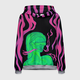 Мужская толстовка 3D с принтом Neon style в Новосибирске, 100% полиэстер | двухслойный капюшон со шнурком для регулировки, мягкие манжеты на рукавах и по низу толстовки, спереди карман-кенгуру с мягким внутренним слоем. | 2077 | girl | neon | purple | девушка | кислотный | неон | сyberpunk