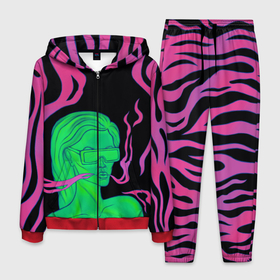 Мужской костюм 3D с принтом Neon style в Санкт-Петербурге, 100% полиэстер | Манжеты и пояс оформлены тканевой резинкой, двухслойный капюшон со шнурком для регулировки, карманы спереди | 2077 | girl | neon | purple | девушка | кислотный | неон | сyberpunk