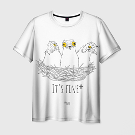 Мужская футболка 3D с принтом Okay birds , 100% полиэфир | прямой крой, круглый вырез горловины, длина до линии бедер | birds | птицы