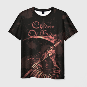 Мужская футболка 3D с принтом Children of Bodom Reaper в Новосибирске, 100% полиэфир | прямой крой, круглый вырез горловины, длина до линии бедер | children of bodom | дети озера бодом | дэт метал | жнец | коса | череп