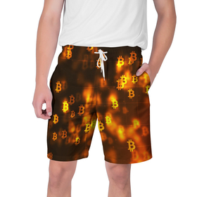 Мужские шорты 3D с принтом BITCOIN KRYPTONATE ,  полиэстер 100% | прямой крой, два кармана без застежек по бокам. Мягкая трикотажная резинка на поясе, внутри которой широкие завязки. Длина чуть выше колен | bitcoin | btc | биткоин | валюта | деньги | криптовалюта