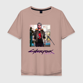 Мужская футболка хлопок Oversize с принтом Cyberpunk 2077 | Цирилла , 100% хлопок | свободный крой, круглый ворот, “спинка” длиннее передней части | car. | cyborg | girl | weapon | девушка | киборг | машина | оружие